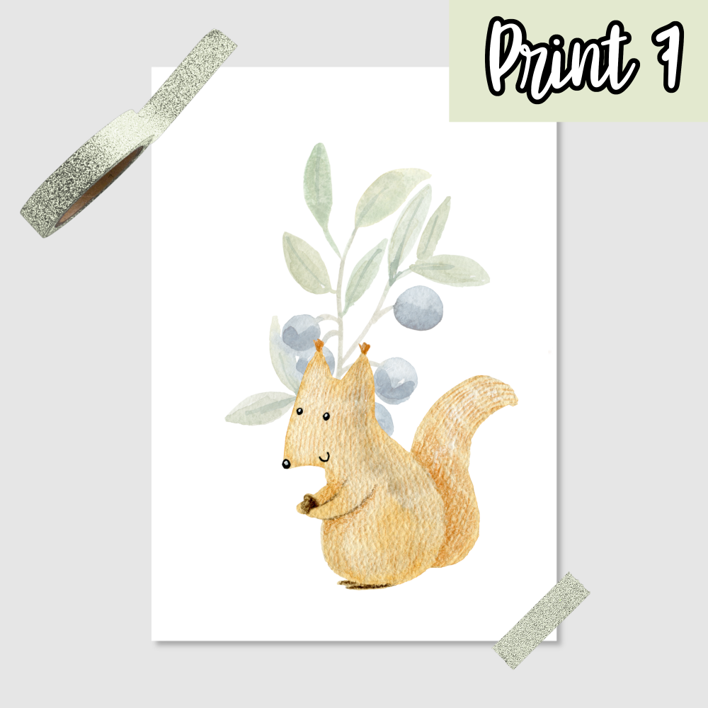 Baby Forest Animals Art Print - DIN A5, DIN A4